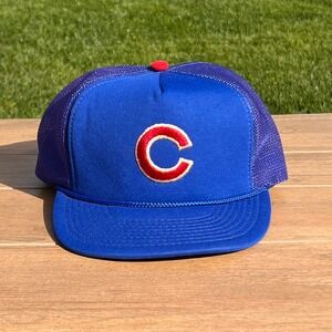Vintage Chicago Cubs Baseball Cap Adult One Size Fits‎ All Trucker Hat Hanes